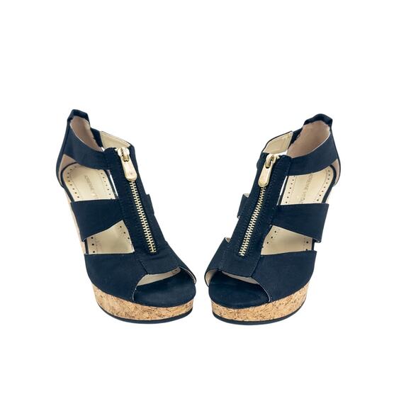 Adrian Bitadini Black Cork Wedges - Size 7.5 - Picture 3 of 8